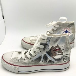 Totoro Hand Painted Chuck Taylor Converse All Star Sneakers, women’s sz 7